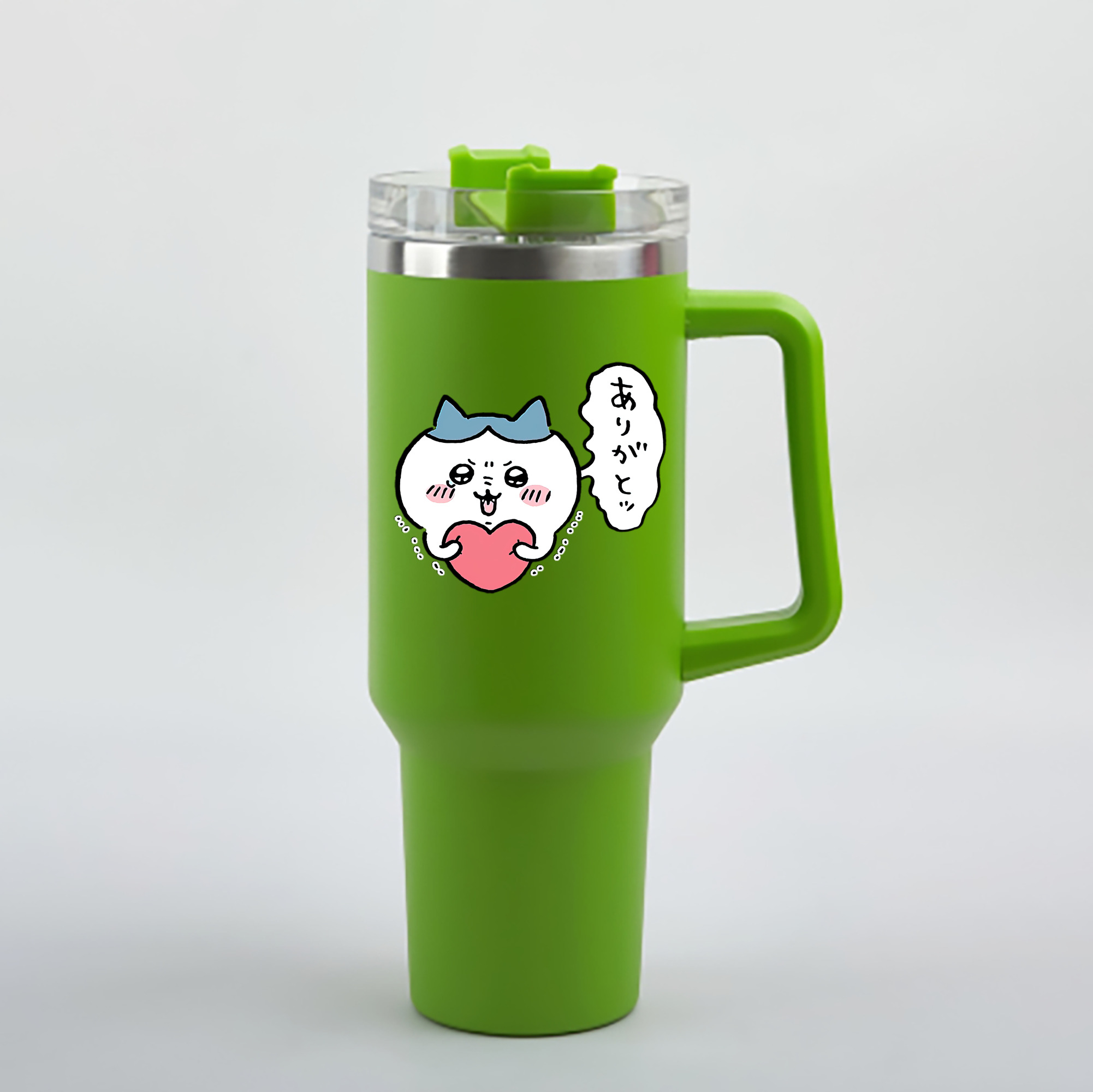 （画像用） ちいかわ ハチワレ Chii-kawa hachiware 1200mL車用タンブラー - クリスタルステッカー（プラスチックストロー付き）